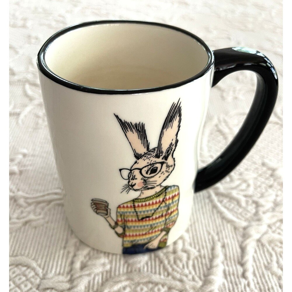 Hipster Rabbit Mug Signature Housewares Stoneware 16 oz